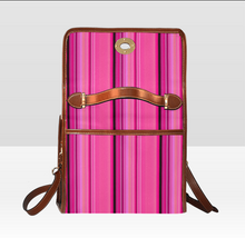 Load image into Gallery viewer, Broad Pink, Black Stripes Waterproof Canvas Bag