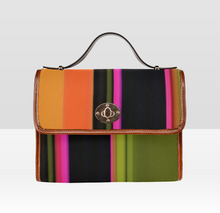 Load image into Gallery viewer, Black, Orange, Green Sliding Stripes Waterproof Canvas Bag