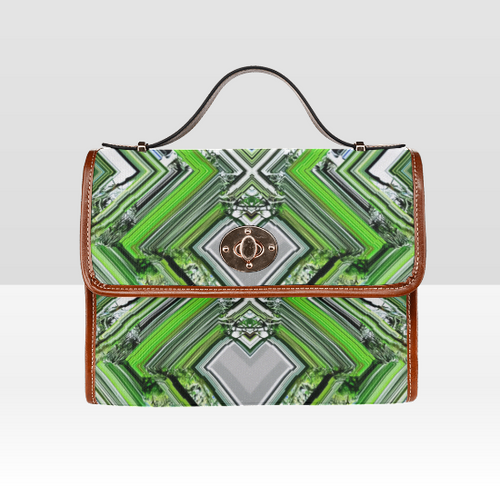 Mint Green Geometric Diamonds Waterproof Canvas Bag