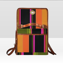 Load image into Gallery viewer, Black, Orange, Green Sliding Stripes Waterproof Canvas Bag