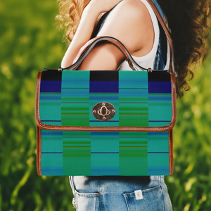 Blue Green Slider Stripes Waterproof Canvas Bag