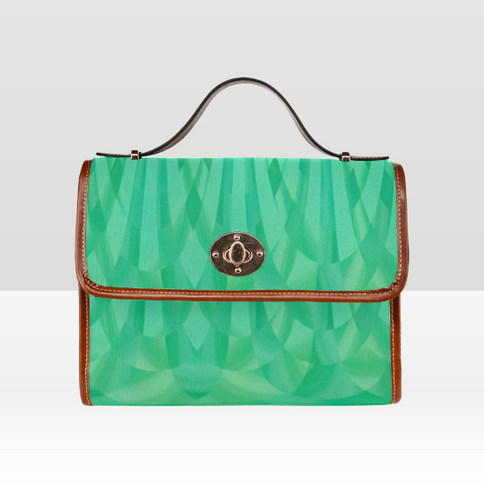 Minty Art Deco Waves Waterproof Canvas Bag