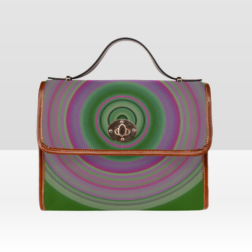 Moody Green and Pink Spiral Waterproof Canvas Bag