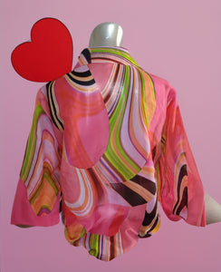 Retro Watermelon Heart Silk/Cotton Shirt