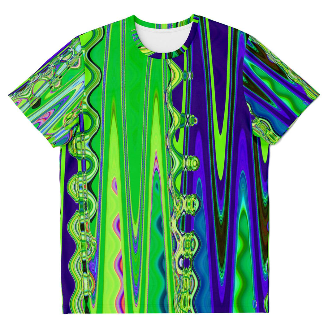Lime Green, Blue Frill Waves Unisex Tee Shirt