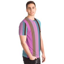 Load image into Gallery viewer, Pink, Aqua Stripes Unisex Tee Shirt