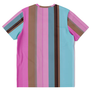 Pink, Aqua Stripes Unisex Tee Shirt