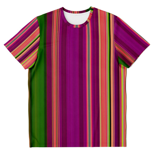 Purple, Orange, Green Stripes Unisex Tee Shirt