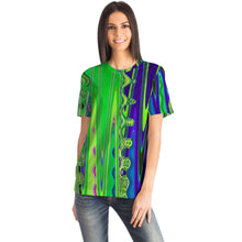 Load image into Gallery viewer, Lime Green, Blue Frill Waves Unisex Tee Shirt