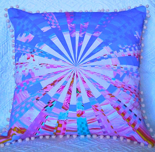 Blue/Pink Check Wheel Cushion Cover