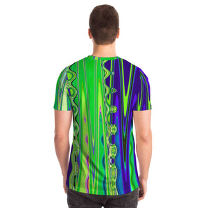 Lime Green, Blue Frill Waves Unisex Tee Shirt